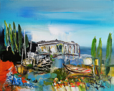 Painting titled "Tiny-house" by Muriel Cayet, Original Artwork, Acrylic Mounted on Wood Stretcher frame