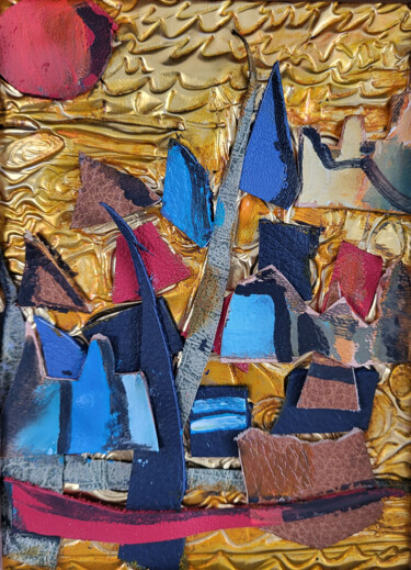 Collages titled "Maintenant illien" by Muriel Cayet, Original Artwork, Collages Mounted on Metal