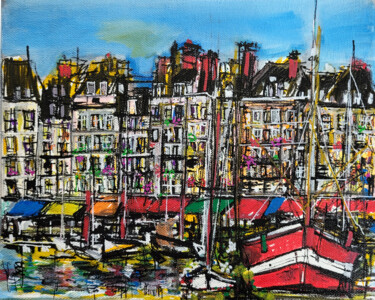 Painting titled "Port de mâts" by Muriel Cayet, Original Artwork, Acrylic Mounted on Wood Stretcher frame