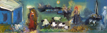 Peinture intitulée "Il était une bergèr…" par Muriel Cayet, Œuvre d'art originale, Acrylique