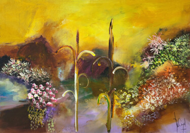 Peinture intitulée "Jardin de paradis" par Muriel Cayet, Œuvre d'art originale, Acrylique