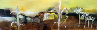 Painting titled "Jaune cabane" by Muriel Cayet, Original Artwork, Acrylic