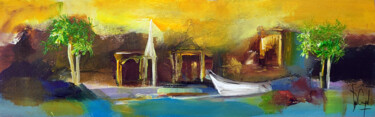 Peinture intitulée "Au bord du Loir" par Muriel Cayet, Œuvre d'art originale, Acrylique
