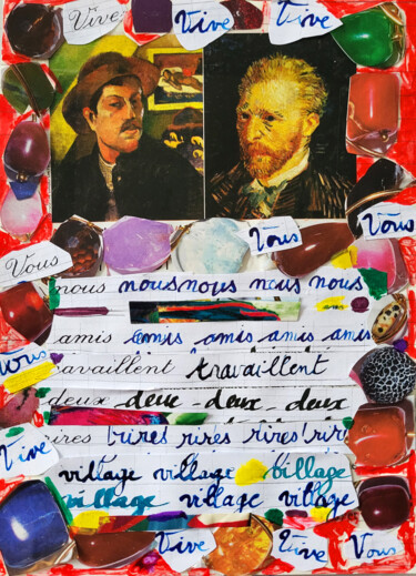 Collages intitulée "Vive vous ! - Colle…" par Muriel Cayet, Œuvre d'art originale, Collages