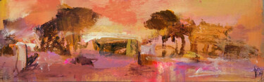 Peinture intitulée "Paysage en rose II" par Muriel Cayet, Œuvre d'art originale, Acrylique