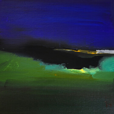 Painting titled "Carré d'horizon 30" by Muriel Cayet, Original Artwork, Acrylic Mounted on Cardboard