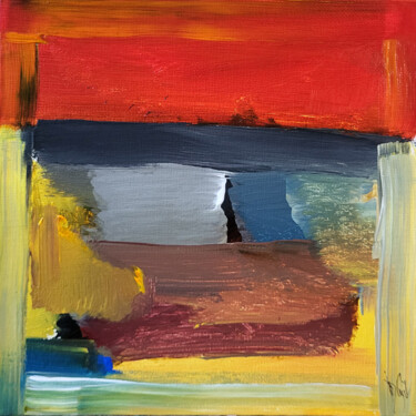 Peinture intitulée "Carré d'horizon 23" par Muriel Cayet, Œuvre d'art originale, Acrylique