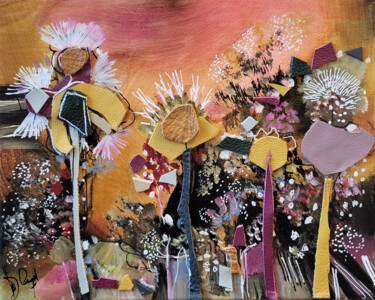 Malerei mit dem Titel "Les fées de fleurs" von Muriel Cayet, Original-Kunstwerk, Acryl Auf Keilrahmen aus Holz montiert