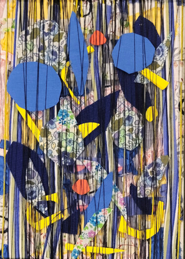 纺织艺术 标题为“Petal tissue” 由Muriel Cayet, 原创艺术品, 拼凑物 安装在纸板上