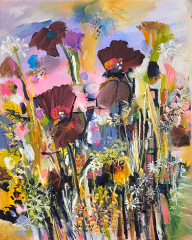 제목이 "Fleurs sans réplique"인 미술작품 Muriel Cayet로, 원작, 아크릴 나무 들것 프레임에 장착됨