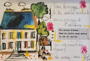 Peinture intitulée "Dire court - IX" par Muriel Cayet, Œuvre d'art originale, Gouache