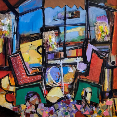 Ζωγραφική με τίτλο "Rêveries sans dista…" από Muriel Cayet, Αυθεντικά έργα τέχνης, Ακρυλικό Τοποθετήθηκε στο Ξύλινο φορείο σ…