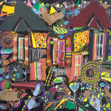 Картина под названием "Fête en substance" - Muriel Cayet, Подлинное произведение искусства, Акрил Установлен на Деревянная р…