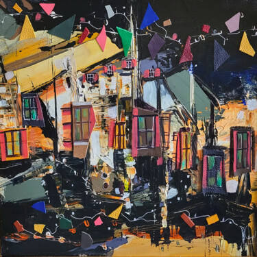Malerei mit dem Titel "Rue de la Souvenance" von Muriel Cayet, Original-Kunstwerk, Acryl Auf Keilrahmen aus Holz montiert