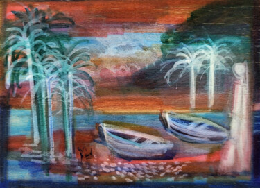 Painting titled "Mémoires de là-bas…" by Muriel Cayet, Original Artwork, Marker