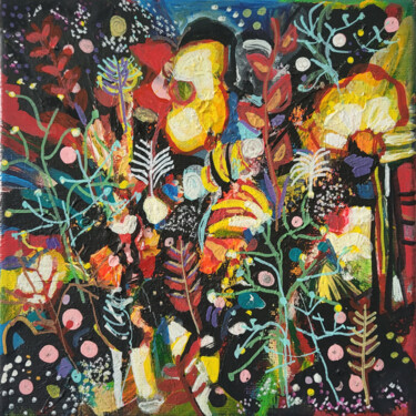 Painting titled "Jardin vibrant-nati…" by Muriel Cayet, Original Artwork, Acrylic