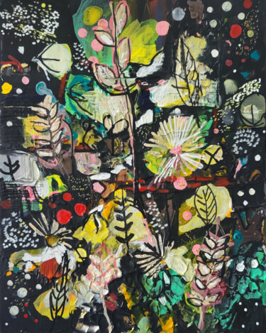 Peinture intitulée "Jardin vibrant III" par Muriel Cayet, Œuvre d'art originale, Acrylique