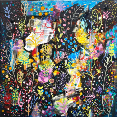 Картина под названием "Jardin premier" - Muriel Cayet, Подлинное произведение искусства, Акрил Установлен на Деревянная рама…