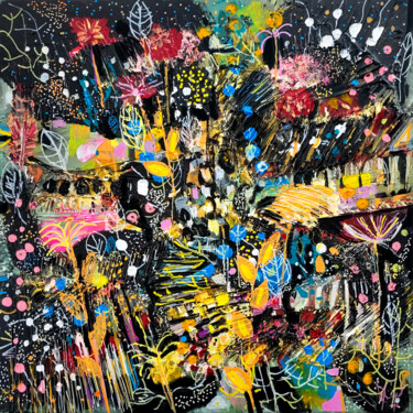 Картина под названием "Jardin natal" - Muriel Cayet, Подлинное произведение искусства, Акрил Установлен на Деревянная рама д…