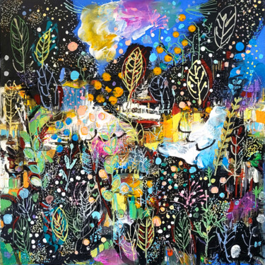 Картина под названием "Jardin d'Apollon" - Muriel Cayet, Подлинное произведение искусства, Акрил Установлен на Деревянная ра…