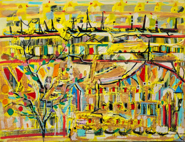 Картина под названием "Fête foraine" - Muriel Cayet, Подлинное произведение искусства, Акрил Установлен на Деревянная рама д…