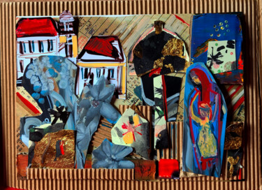 Painting titled "Collage I  3D sur c…" by Muriel Cayet, Original Artwork, Collages
