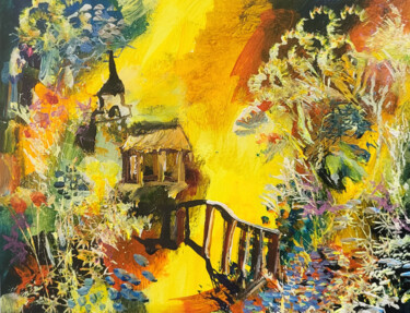 Painting titled "J'aime les paysages…" by Muriel Cayet, Original Artwork, Acrylic