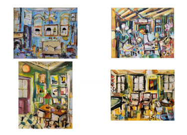Malerei mit dem Titel "Collage intérieur -…" von Muriel Cayet, Original-Kunstwerk, Acryl