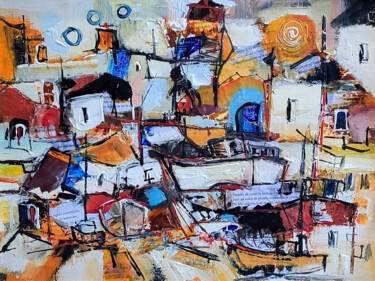 Painting titled "Havre d'hiver - Col…" by Muriel Cayet, Original Artwork, Gouache