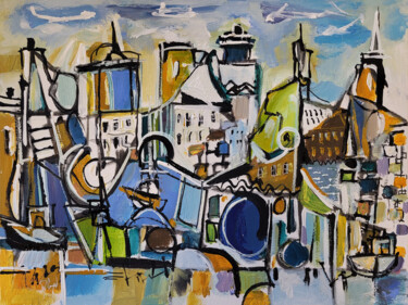 Painting titled "Département 13 Sud" by Muriel Cayet, Original Artwork, Acrylic Mounted on Wood Stretcher frame