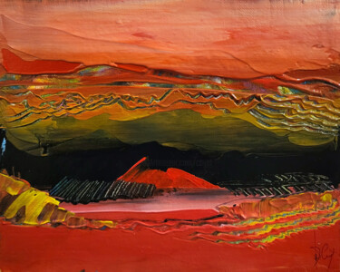 Pintura titulada "Steppe rouge" por Muriel Cayet, Obra de arte original, Acrílico Montado en Cartulina