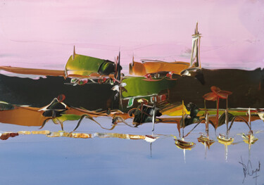 Malerei mit dem Titel "Un horizon à prendr…" von Muriel Cayet, Original-Kunstwerk, Acryl