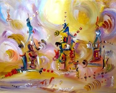 Peinture intitulée "Les doux rêves" par Muriel Cayet, Œuvre d'art originale