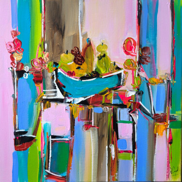 Painting titled "Still life in full…" by Muriel Cayet, Original Artwork, Acrylic Mounted on Wood Stretcher frame