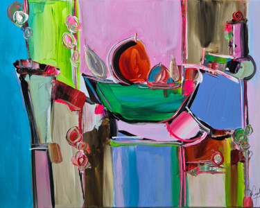 Painting titled "Still Life Landscap…" by Muriel Cayet, Original Artwork, Acrylic Mounted on Wood Stretcher frame