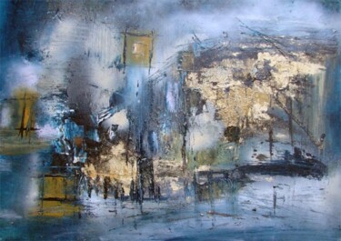 Painting titled "Rade by night" by Muriel Cayet, Original Artwork