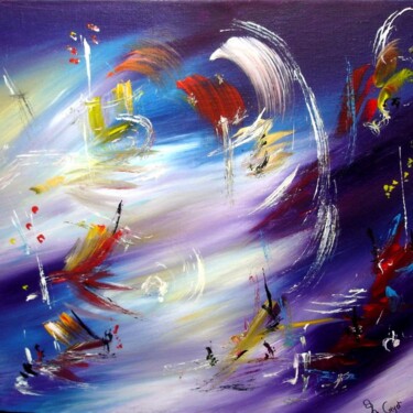 Painting titled "Moon races" by Muriel Cayet, Original Artwork