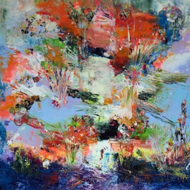 Peinture intitulée "Le petit jardin - C…" par Muriel Cayet, Œuvre d'art originale