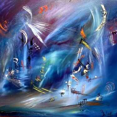 Peinture intitulée "La nuit marine" par Muriel Cayet, Œuvre d'art originale