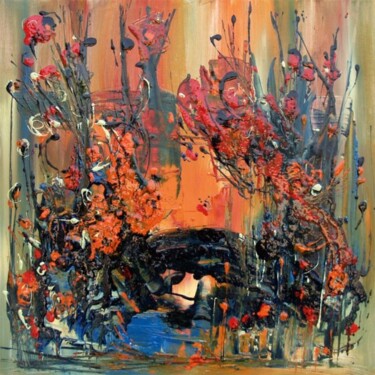 Peinture intitulée "Le pont des fleurs" par Muriel Cayet, Œuvre d'art originale