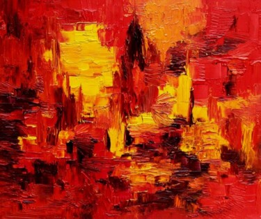 Peinture intitulée "NYRY - NY red and y…" par Muriel Cayet, Œuvre d'art originale