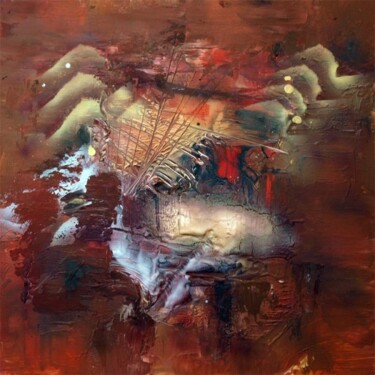 Painting titled "La ligne de partage…" by Muriel Cayet, Original Artwork, Oil