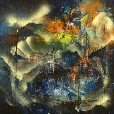 Pittura intitolato "La ligne de fuite -…" da Muriel Cayet, Opera d'arte originale