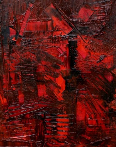 Peinture intitulée "Red Breda" par Muriel Cayet, Œuvre d'art originale, Huile