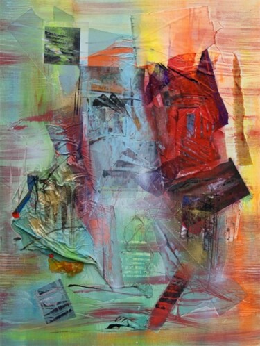 Peinture intitulée "Red chimney - Donat…" par Muriel Cayet, Œuvre d'art originale