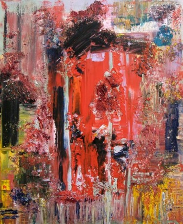 Peinture intitulée "La cabane rouge de…" par Muriel Cayet, Œuvre d'art originale