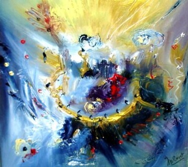 Peinture intitulée "Le lagon d'or" par Muriel Cayet, Œuvre d'art originale