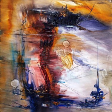 Peinture intitulée "Découvrir l'ailleurs" par Muriel Cayet, Œuvre d'art originale