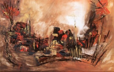 Painting titled "De l'ocre au crépus…" by Muriel Cayet, Original Artwork