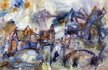 Peinture intitulée "Le village des enfa…" par Muriel Cayet, Œuvre d'art originale